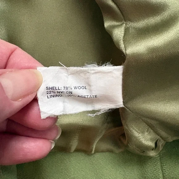 GAP Y2K apple green wool blend duffle coat toggle buttons preppy women’s L EUC - Picture 15 of 16